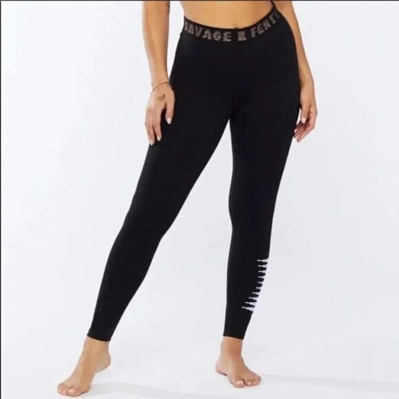 Savage X Fenty Pants - Savage X Fenty Black Purple Logo High Rise Legging Size 2X